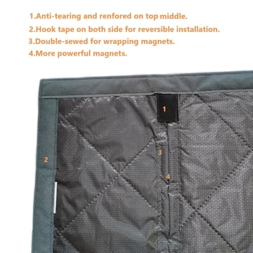 Wohomzy Thermal Door Curtain Fits Doors Size 36"x80"，Curtain Size 39"x82", Magnetic Insulated Side Open Keep Warm in Winter Cool in Summer,Gray — view 3
