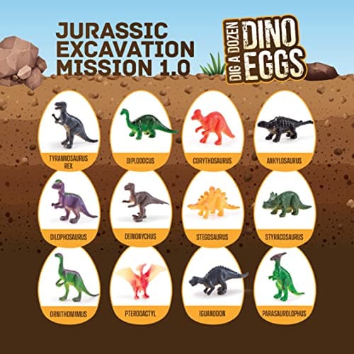 Dan&Darci Dig a Dozen Dino Egg Kit for Kids - Basket Stuffers - Dinosaur Toys Gift 3-12 Year Old - 12 Eggs & Surprise Dinosaurs - Science STEM Activities - Boy Toy Party Gifts for Boys & Girls — view 3