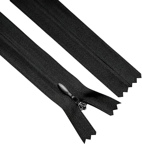 Sawoake Invisible Zippers 7 Inch #3, Black Nylon Coil Zippers 2-Pack for Sewing, Skirts, Pockets, Pillows (Black, 7", 2PCS)