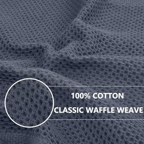 Homaxy 100% Cotton Waffle Weave Kitchen Dish Cloths, 4-Pack Ultra Soft Absorbent Dish Towels, Quick Drying Dish Rags, 12 x 12 Inches, Dark Grey