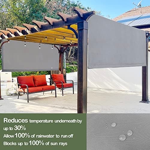 Alion Home Waterproof Pergola Cover - Universal Replacement Canopy (16' L x 10' W, Grey) — view 2