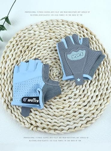 Bawnhaw Kids Fingerless Cycling Gloves Non-Slip Bike Gloves for Girls Boys 3-6T, Blue Breathable Half Finger Youth Girls Gloves for Biking, Skating, Scooter, Sports — view 5