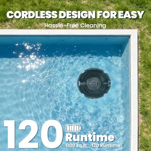 OUCAXIA Cordless Robotic Pool Cleaner with 120-Min Runtime, Dual Suction Power, Self-Parking & Smart Navigation, for Above-Ground & In-Ground Pools up to 1,100 Sq.Ft (Raven) — view 2