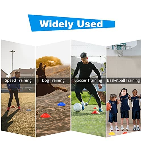 50 Pack Disc Cones, Agility Soccer Cones with Carry Bag and Holder, 5 Color — view 4