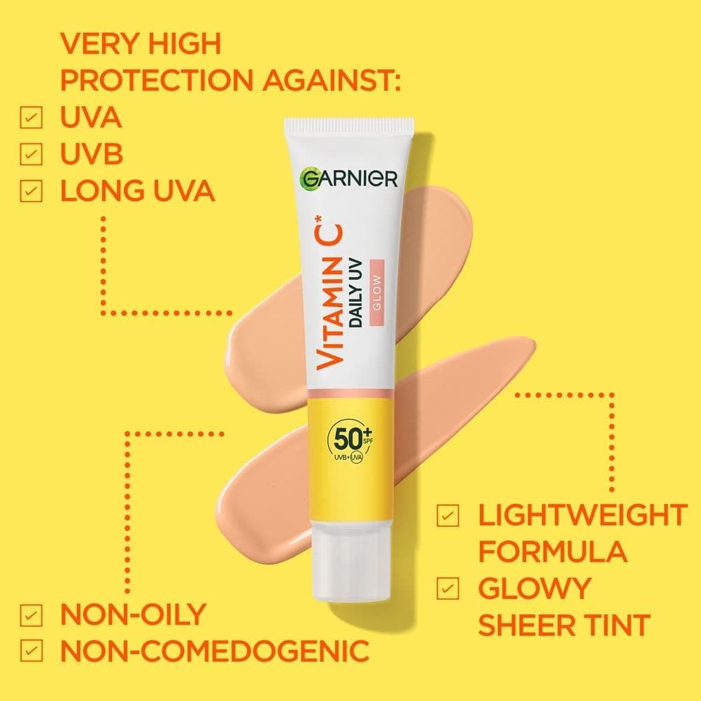 Garnier Vitamin C Daily UV Brightening Fluid Sheer Glow, SPF50+, Prevents + Corrects Sun Damages + Evens Skin tone, Face & Neck, For all skin types, Cruelty-Free, Vegan, 40ml — view 7