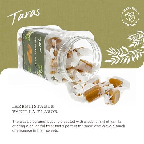 Taras Gourmet Vanilla Caramels | All Natural Candy | Creamy & Individually Wrapped with Real Butter (20 oz) — view 2