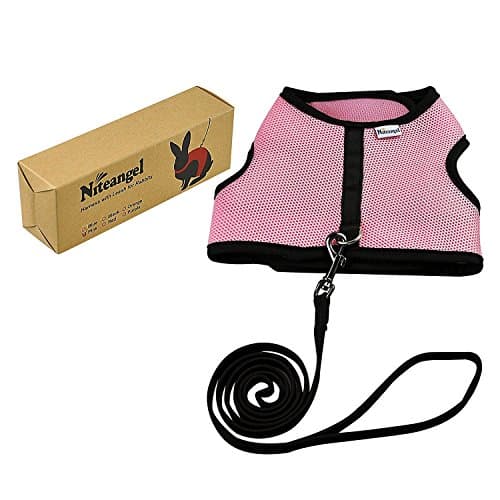 Niteangel Adjustable Soft Harness with Elastic Leash for Rabbits (Pink, Large) — view 6