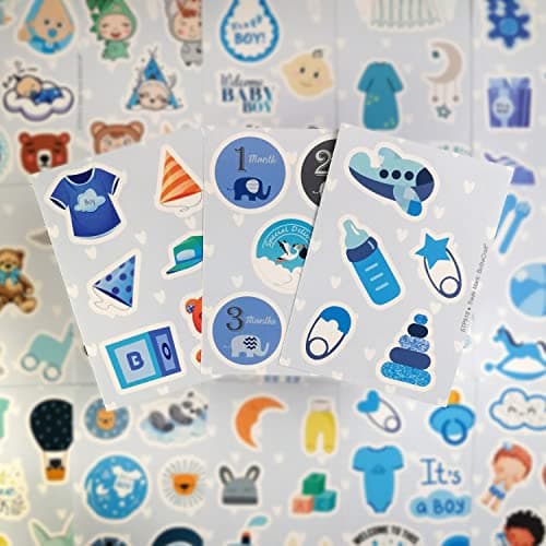 BulbaCraft 100Pcs Boy Stickers for Shower, Newborn Stickers, Shower Favors for Boys, Elephant Decals, Gifts for Women & Men — view 4
