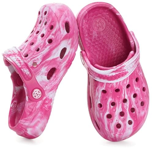 KVbabby Boys Girls Garden Clogs Slip on Sandals Water Shoes Children Shower Beach Pool Slippers(Rose Red,13-13.5 Little Kid) — view 5