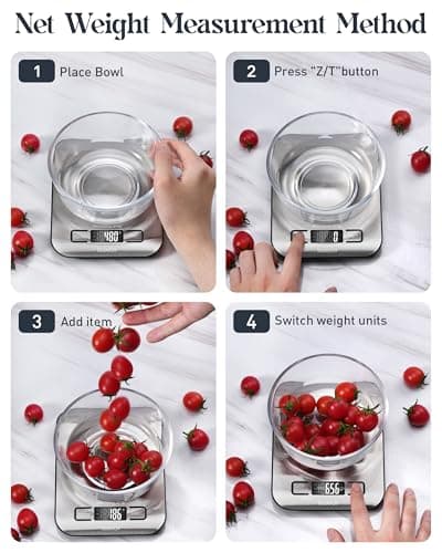 Tcsxady Food Scale, 11lb Digital Kitchen Scale with 6 Units LCD Display and Tare Function,Compact Design for Baking,Healthy Cooking,Meal Prep, 304 Stainless Steel — view 3