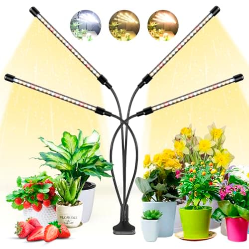 Wolezek Grow Lights for Indoor Plants, 80 LED 4 Heads Full Spectrum Grow Light with Clip, Plant Light with 5000K/3000K/660nm LED Chips, Auto Timer 6/12/16H, Grow Lamp for Seed Starting, Winter Growth