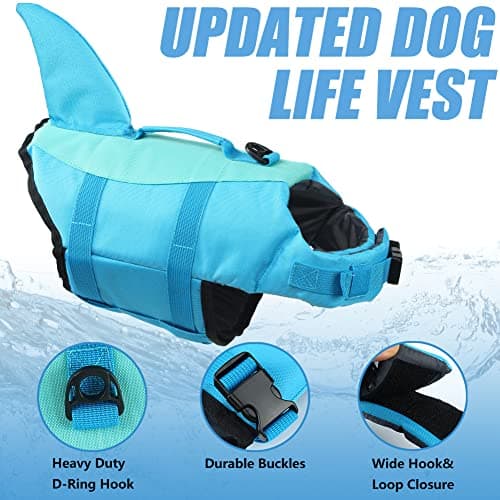 EMUST Large Dog Life Jacket, Pet Life Vests for Swimming, Small/Medium/Large Dog Flotation Vest with Rescue Handle for Water at Pool, Beach, Boating (XL,Pool Blue) — view 3