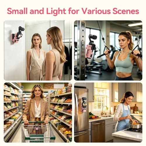 AMAZEAR Magnetic Mount Stand Compatible with DJI Osmo Pocket 4P/4/3/Xtra Muse, Pocket4 Accessories Adapter Clamp Magnet Suction Case Holder on Desktop/Vertical Surface, 180° Adjust Handle, Lightpink — view 5
