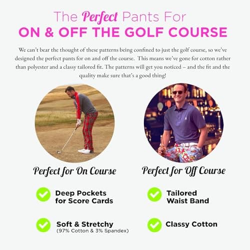 Royal & Awesome Red Golf Pants Men, Crazy Golf Pants for Men, Chino Pants for Men, Mens Pants Slim Fit, Men Pants Casual, Red Pants Men — view 5