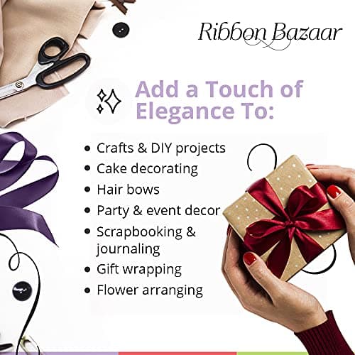 Ribbon Bazaar Double Faced Satin - Premium Gloss Finish - 100% Polyester Ribbon for Gift Wrapping, Crafts, Scrapbooking, Hair Bow, Decorating & More - 1-1/2" Eggplant 50yd Spool — view 4