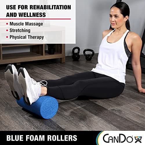 CanDo Blue PE Foam Rollers for Fitness, Exercise Muscle Restoration, Massage Therapy, Sport Recovery and Physical Therapy for Homes, Clinics, and Gyms 6" x 36" Round, 30-2150 — view 3