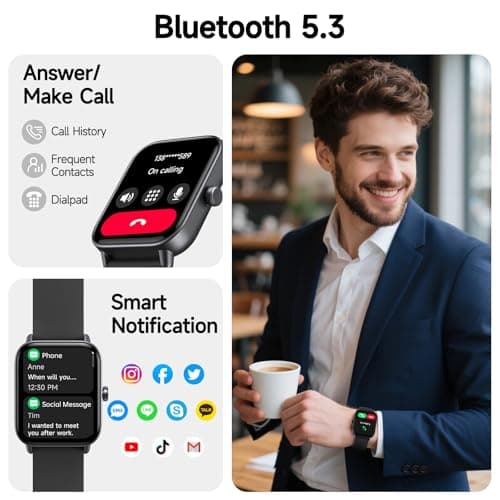 Smart Watch for Men Women (Answer/Make Call), Alexa Smartwatch Compatible with Android iOS, Fitness Tracker with Heart Rate SpO2 Sleep Monitor, 1.8'' HD DIY Dial Waterproof Watch with Bluetooth Call