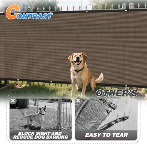 TANG Fence Privacy Screen Brown 4 Feet x 20 Feet Outdoor Shade Cloth with Grommets, 150 GSM Temporary Fence Cover with Zipties Mesh Netting Fences Blockage for Backyard Garden Patio Chain Link — view 3