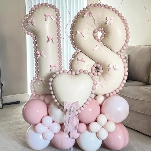 40 Inch Beige Number 1 Balloon for 1st Birthday Decoration, Large Self Inflating Cream Foil Number Balloons 0-9 for Boys Girls, White Sand 1 Helium Balloons for Women Men Party Anniversary Supplies — view 3