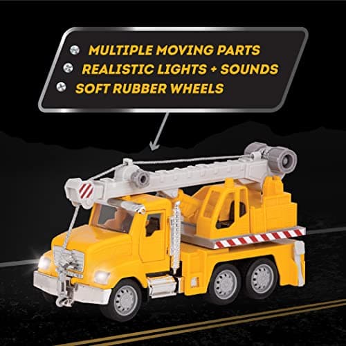 Driven by Battat – 7-Inch Crane Truck Toy with Lights & Sounds, Movable Parts, Construction Vehicle for Boys & Girls, Durable Design, Realistic Details, Gift 3+ Years Toy for Kids — view 5