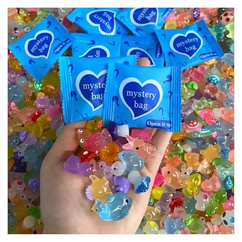 Mini Glow In The Dark Animal Resin Models, Resin Animals Mystery Bags, Individually Wrapped Blind Bags Tiny Animal Figurines, Collectible Mini Animals For Fairy Garden, DIY Crafts (50, animals)