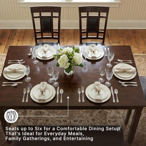 Signature Design by Ashley Bennox 6 Piece Dining Set with Upholstered Bench, Table & 4 Upholstered Chairs, Seats 6, Wood, Brown — view 3
