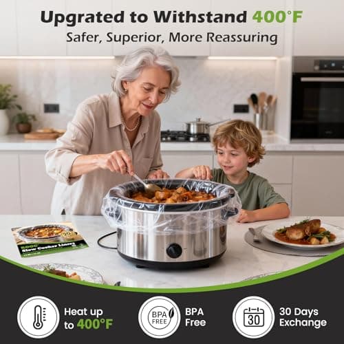KOOC Slow Cooker Liners, 20 count 13" x 21" Large Size Cooking Bags Fits 3-8 Quart Pots, Disposable Pot Liners Suitable for Oval & Round & Retangular Pot — view 2