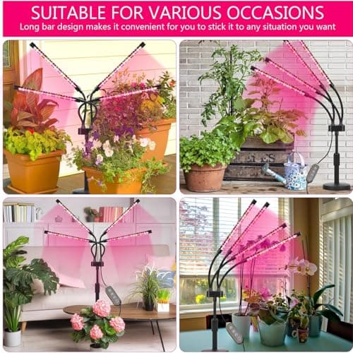 Grow Lights for Indoor Plants, Four Head LED Grow Light with Full Spectrum & Red White Spectrum for Indoor Plant Growing Lamp, 4/8/12H Timer, Adjustable Gooseneck, 3 Switch Modes — view 5