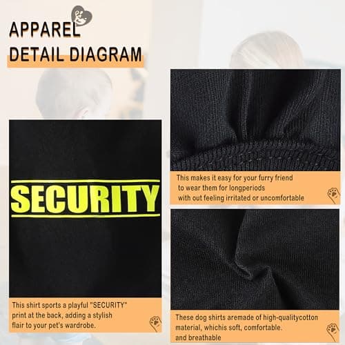 Discover Cozy Cotton Canine Wear: Soft, Lightweight, and Breathable Dog Shirt Vest with Eye-Catching Graphics(Security), Keeping Your Furry Friend Warm and Comfy! Black M — view 2