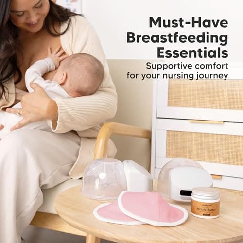 Organic Nursing Pads, 14 Washable Breast Pads,Wash Bag (Pastel Touch, L 5") — view 8