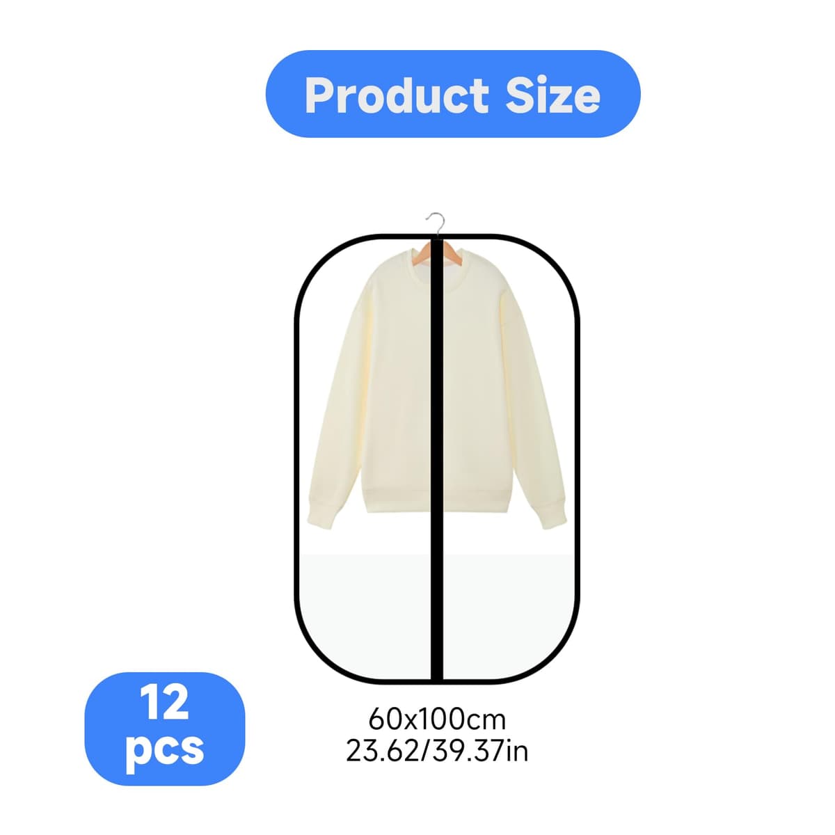12 Fundas de Ropa, Bolsas Guardar Prendas Antipolvo Impermeables para Trajes, Vestidos, Camisas de Noche, Fundas Ropa Armario Transparente, Bolsas para Prendas a Prueba de Polillas — view 2