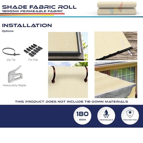 Windscreen4less 8'x50' Sun Shade Fabric Roll Shade Cloth Cover Wind Screen UV Block for Outdoor Pergola Patio Backyard Garden Greenhouse, Beige — view 4