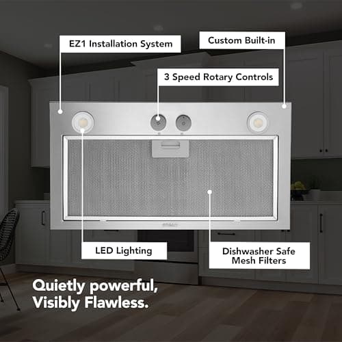 Broan- NuTone PM400SS Custom Cabinet Built-in 3-Speed Power Pack Insert with LED Lighting and 450 Max Blower CFM, 21-Inch, Stainless Steel — view 3