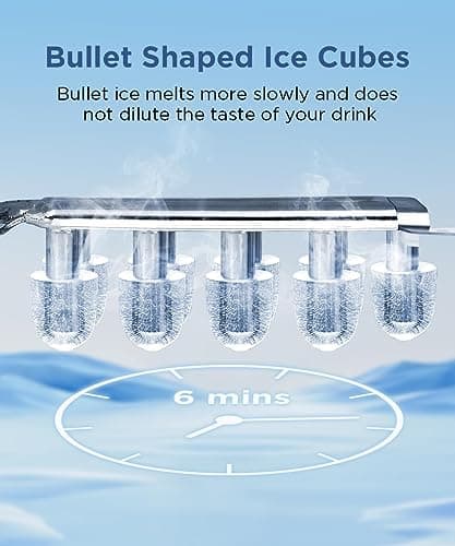 COWSAR Ice Maker Countertop, Portable Ice Machine with Self-Cleaning, 26.5lbs/24Hrs, 9 Bullet Ice Cubes in 6 Mins, Ice Basket and Scoop, Ideal for Home, Kitchen, Bar, Camping — view 2