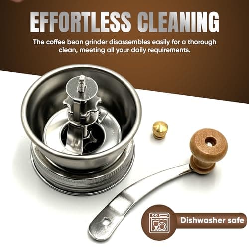 Stainless Steel Coffee Grinder Lid Attachment for Regular Mouth Mason Jars - Manual Crank Burr Grinder for Fresh Coffee, Ideal for Camping, Home Barista, Rust Proof Ceramic Mechanism — view 5