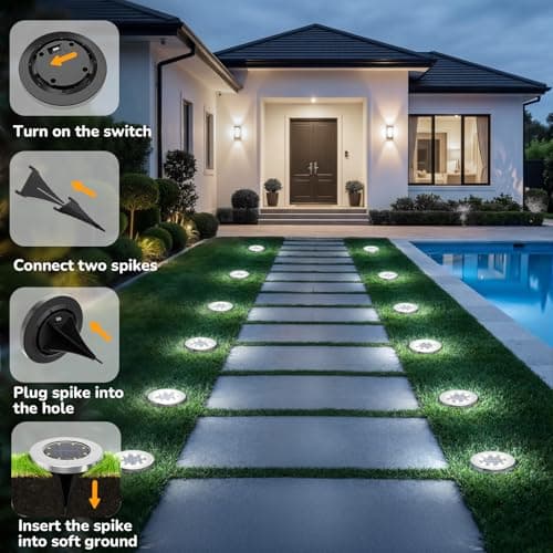 INCX 4.6 inch Solar Lights Outdoor Waterproof,12 Pack Solar Lights for Outside, Solar Garden Lights Landscape Lighting for Patio Pathway Lawn Yard Deck Driveway Walkway, Cold White — view 5
