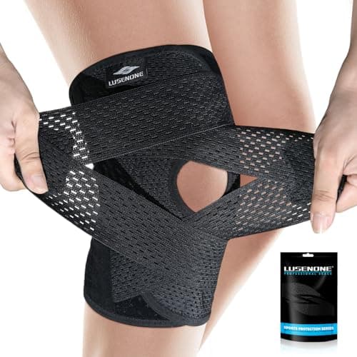 Knee Brace with Side Stabilizers, Adjustable Knee Support for Men/Women, Compression Knee Braces Support for Meniscus Tear, Arthritis, ACL/MCL, Knee Pain Relief,Running,Weightlifting,Sports