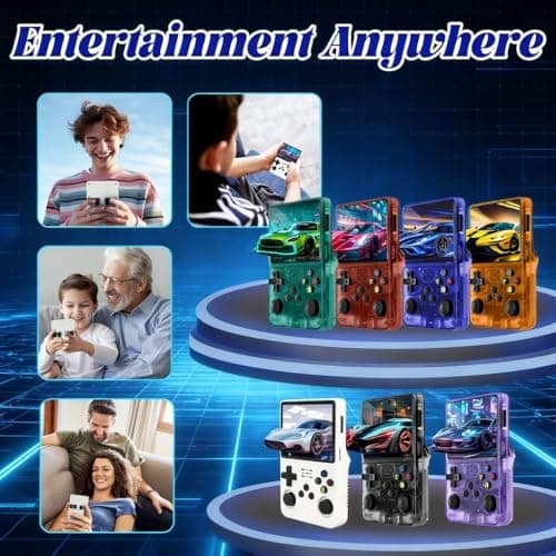 Rhesusco R36S Retro Video Game Console-3.5 Inches HD Screen,Open Source Linux System,3000mAh Rechargeable Battery,128G TF Card,30000+ Classic Video Games Portable Mini Game Console for Gifts-White — view 6