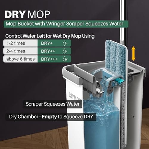 JOYMOOP Hands Free Flat Floor Mop and Bucket with Wringer Set, 3 Washable Microfiber Mops, Wet and Dry Use, Floor Cleaning System — view 2