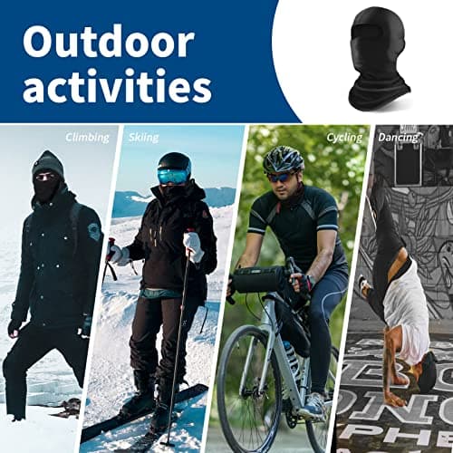 YESLIFE Black Ski Mask, Balaclava Face Mask for Men and Women - Skiing, Snowboarding, Motorcycle, UV Protection & Wind Protection — view 7