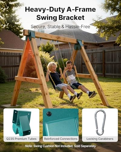 VEVOR Swing Set Brackets, Heavy-Duty A-Frame Set Hardware, with 2 A-Frame Swing Brackets & 4 Hangers, Sturdy for Playground Backyard Park Equipment Mounting Parts Outdoor, Hardware Included, Green