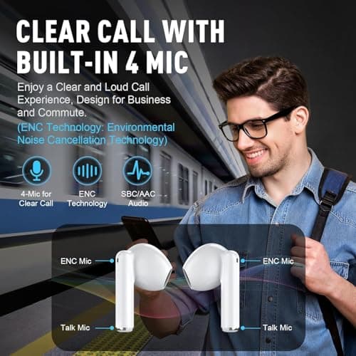 Wireless Earbuds, Bluetooth 5.4 in Ear Headphones with Noise Cancelling Mic, 48H Playtime HiFi Stereo Bluetooth Earphones, IPX8 Waterproof Touch Control True Wireless Headphones for iPhone/Android/IOS — view 3