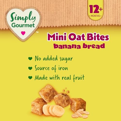 Simply Gourmet Mini Oat Bites, Banana Bread, 13 x 36g | Toddler Snack | No Added Sugar | Source of Iron | Gluten-Free | Made in Canada — view 3
