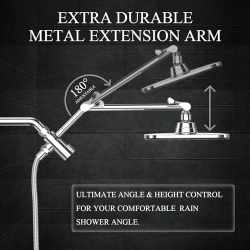 Veken Wide High Pressure Rain Shower Head with Handheld, Handheld Shower Heads with Multi Spray Modes, Rainfall Combo with 15" Metal Extension Arm,Detachable Dual Shower, Bathroom Decor,Chrome Silver — view 3