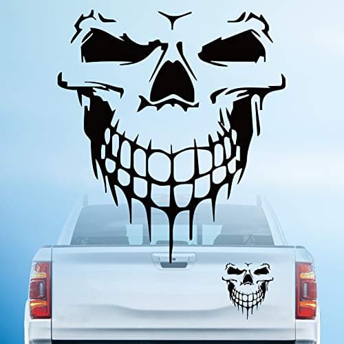 HungMieh Car Hood Decal, Cool Skull Sticker for Truck, SUV, Motorcycle, Bicycle with 10 Color Options and 5 Sizes, 25 Inch Maximum, Black (15 Inch)