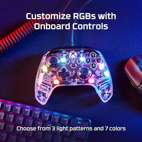 HyperX Clutch Gladiate RGB – Wired Controller, Officially Licensed by Xbox, Programmable RGB Lighting, Dual Trigger Locks, Programmable Buttons, Dual Rumble Motors, Clear — view 2