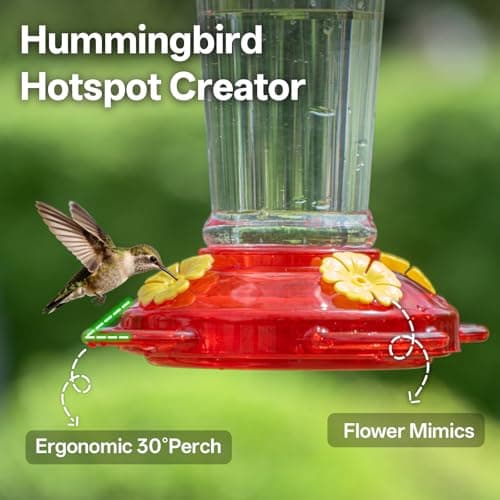 TOP XIAN Hummingbird Feeders for Outdoors, 2 Pack 14 OZ Plastic Humming Bird Feeder with Ant Moat & Bee Guard, 4 Feeding Ports and Perches, Leak-Proof Hangging Nectar Feeders, Gifts for Women, Mom — view 4