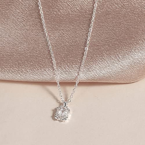 Tewiky Necklace for Women, Sterling Silver Plated Pendant Necklaces Dainty Small Cute Necklaces Aesthetic Simple Pendant Necklace Jewelry for Women — view 5