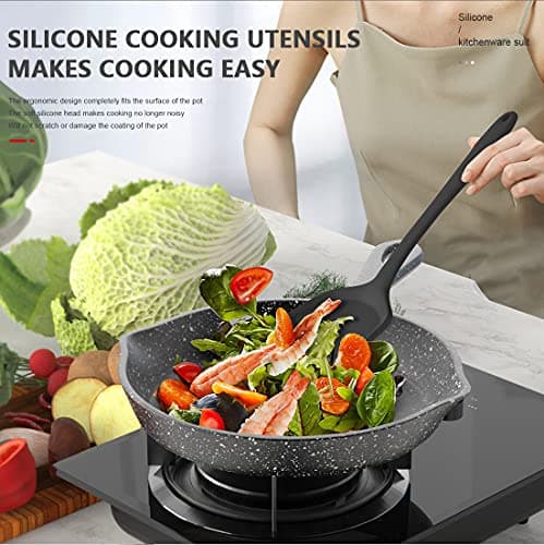 Silicone Cooking Utensils Set - 446°F Heat Resistant Kitchen Utensils,Turner Tongs,Spatula,Spoon,Brush,Whisk,Kitchen Utensil Gadgets Tools Set for Nonstick Cookware,Dishwasher Safe (BPA Free) — view 6