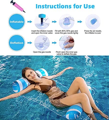 Yodooshi 【4 Pack】 Inflatable Pool Floats Hammock, Water Hammock Lounges, Multi-Purpose Accessories(Saddle, Lounge Chair, Drifter) for Swimming Pool, Beach, Outdoor Blue&Navy&Rose&Green — view 5